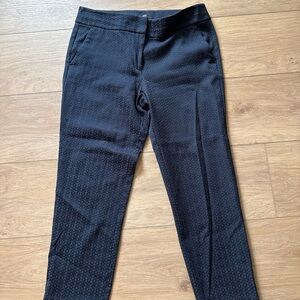 Elegant Navy Patterned Women's Cropped Pants